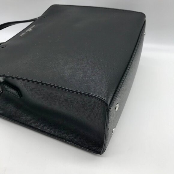 Karl Lagerfield Black Leather Paris Maybelle Convertible Satchel Bag - Picture 7 of 11